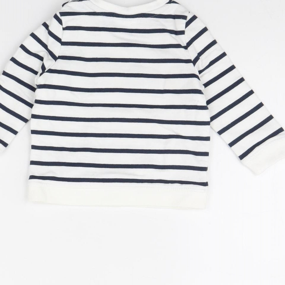So cute Baby White Striped Pullover Jumper Size 6-9 Months