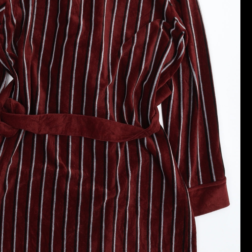 St Michael Mens Brown Striped Robe Size M