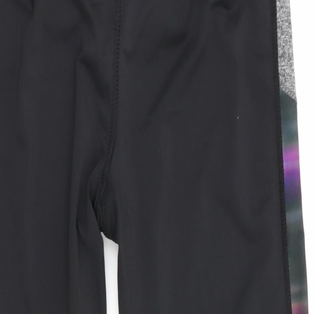 Workout Womens Black Colourblock Cropped Leggings Size 10 L17 in