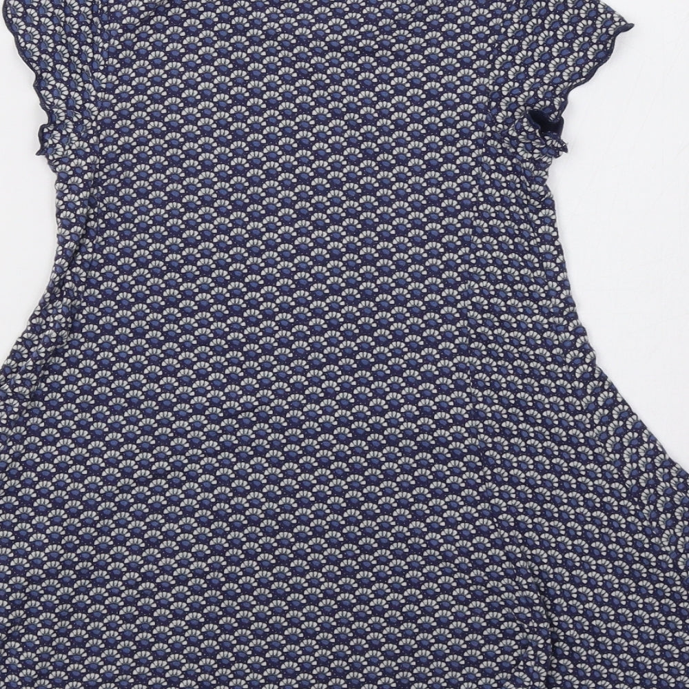 M&S Girls Blue Geometric Fit & Flare Size 3-4 Years
