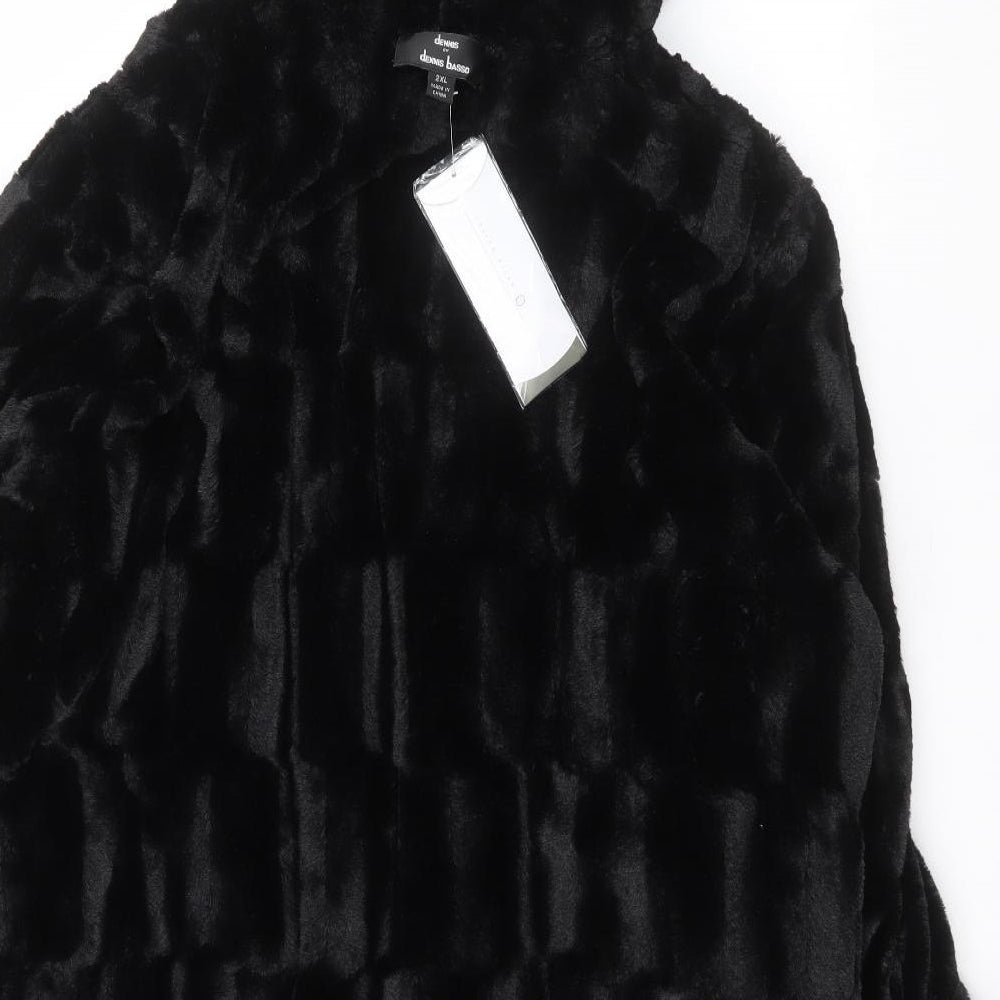 DENNIS Womens Black Parka Coat Size 2XL