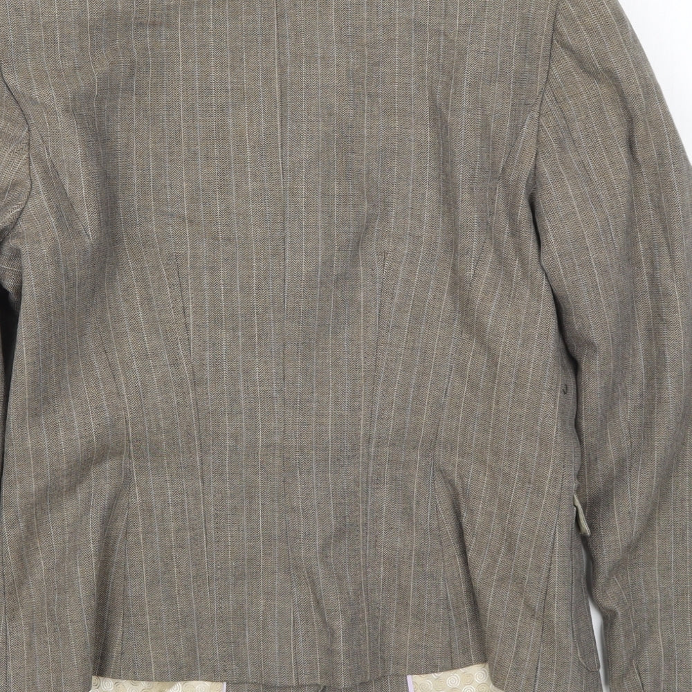 NEXT Womens Brown Striped Jacket Suit Jacket Size 12