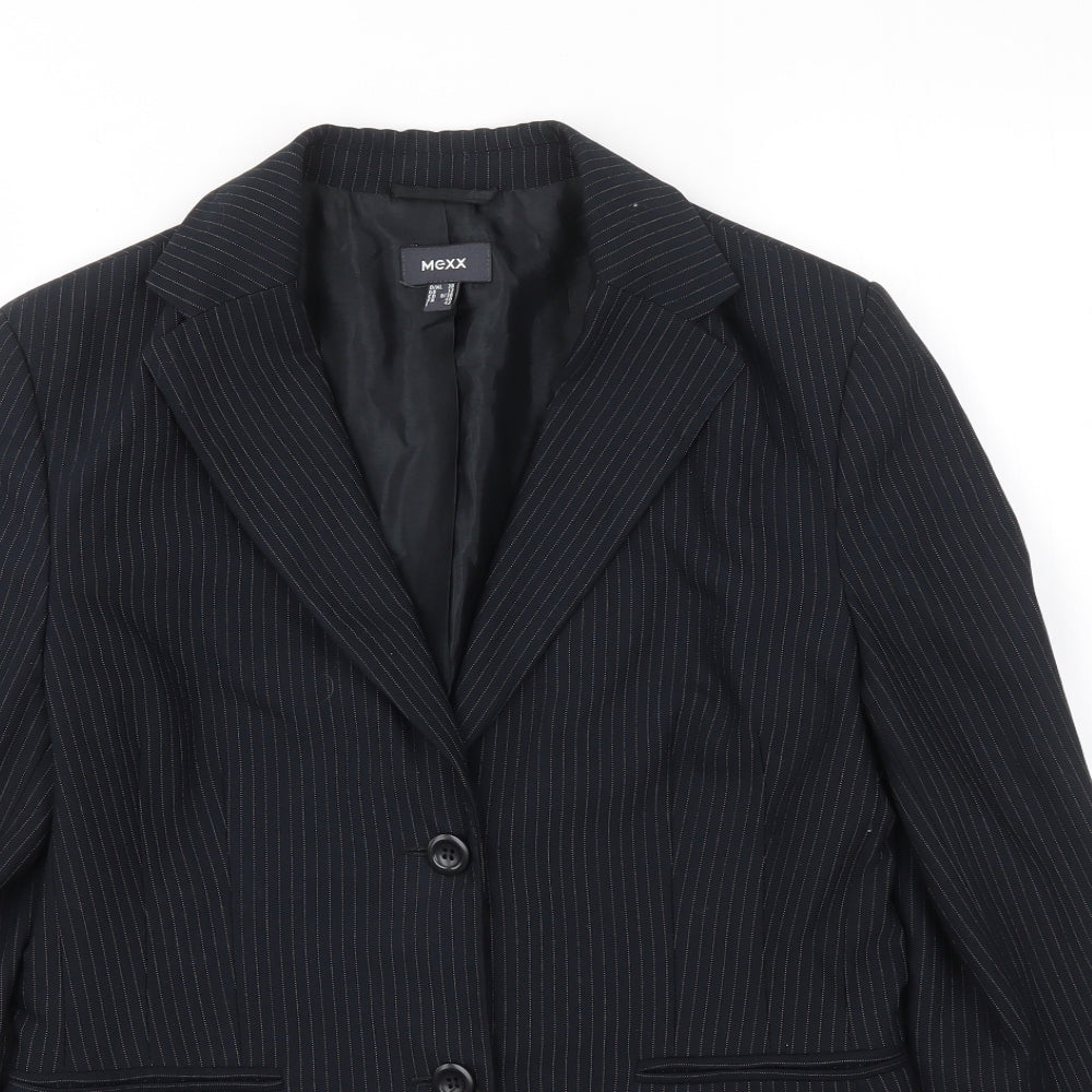 Mexx Womens Black Striped Jacket Blazer Size 12