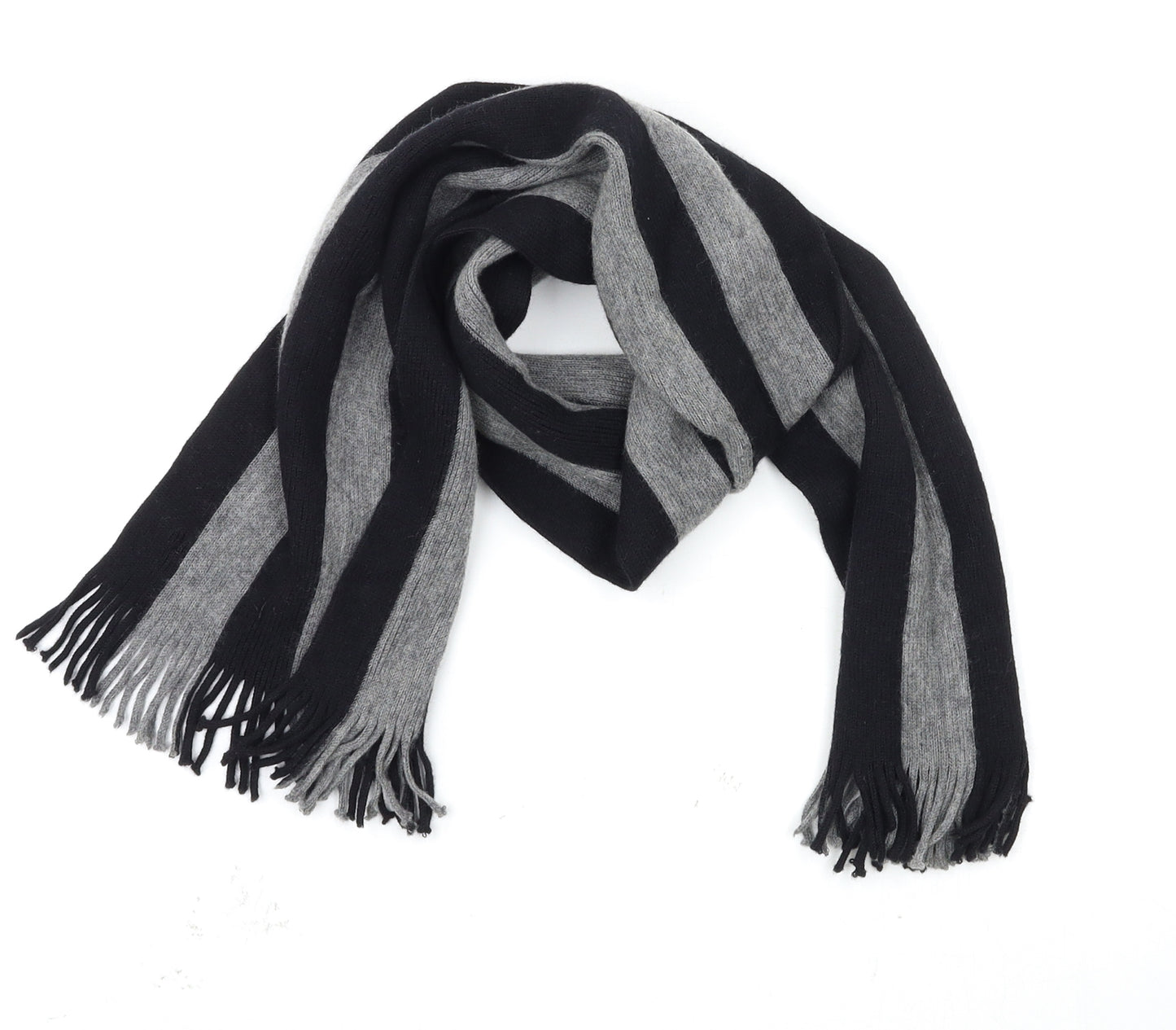 French Connection Mens Grey Striped Rectangle Scarf Scarf One Size