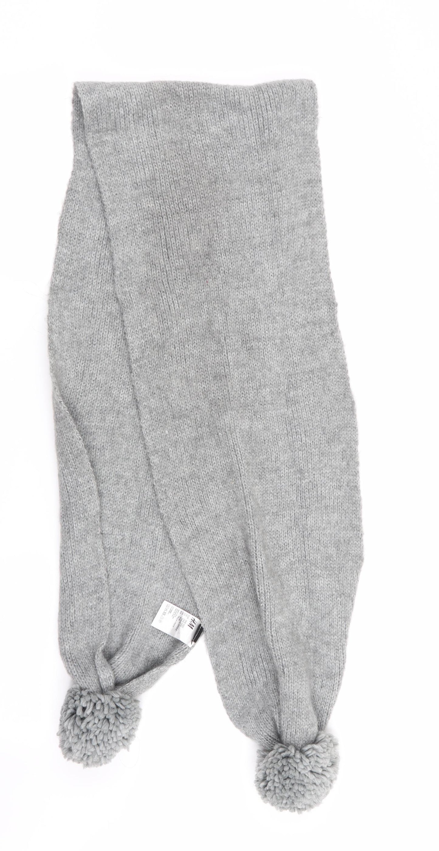 H&M Womens Grey Scarf - Pom Poms