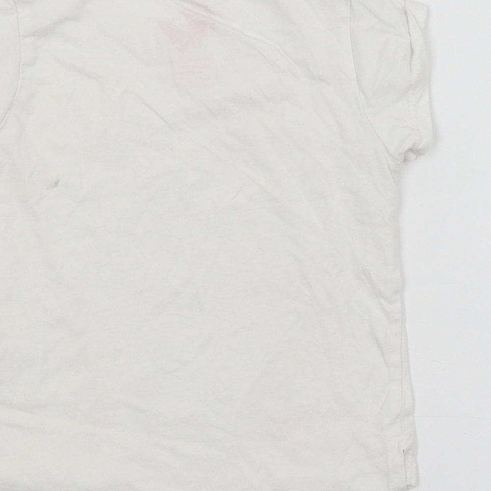 Young Dimension Girls White Animal Print Basic T-Shirt Size 4-5 Years