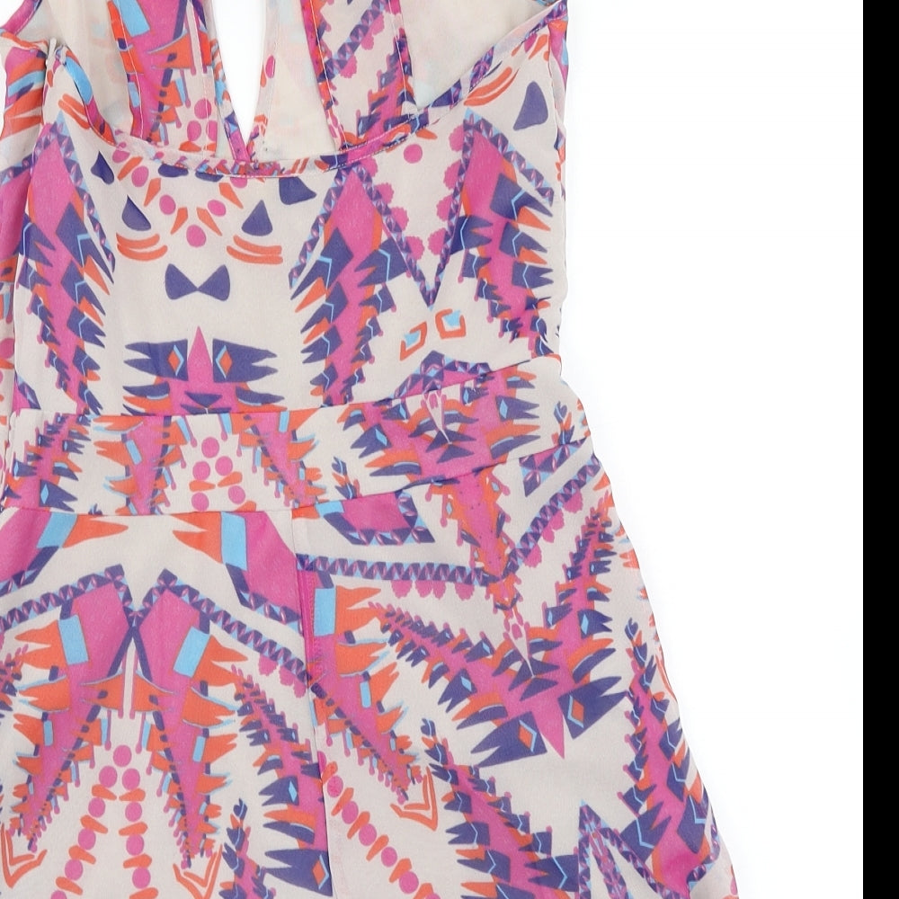 ASOS Womens Pink Geometric Playsuit One-Piece Size 8
