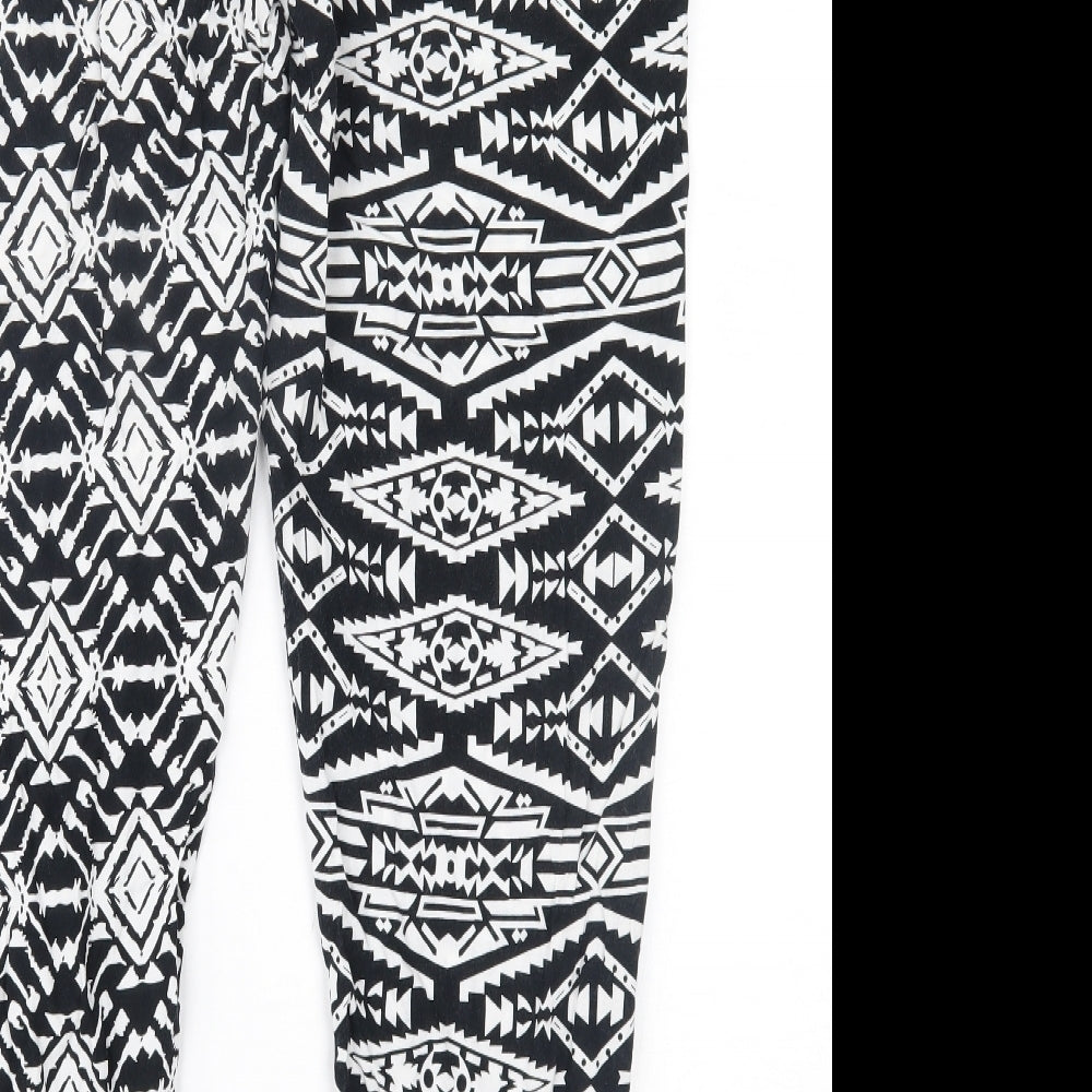 Preworn Womens Black Geometric Trousers Size L L24 in