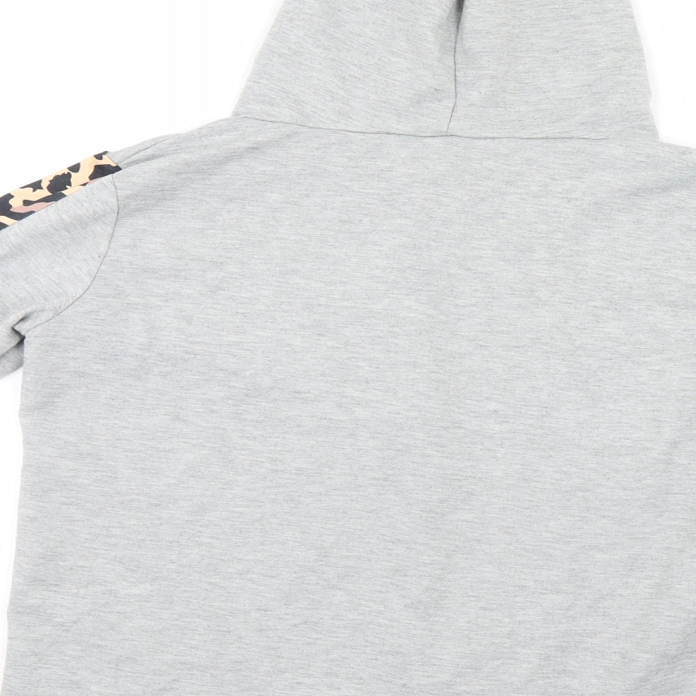 Preworn Womens Grey Animal Print Full Zip Hoodie Size S