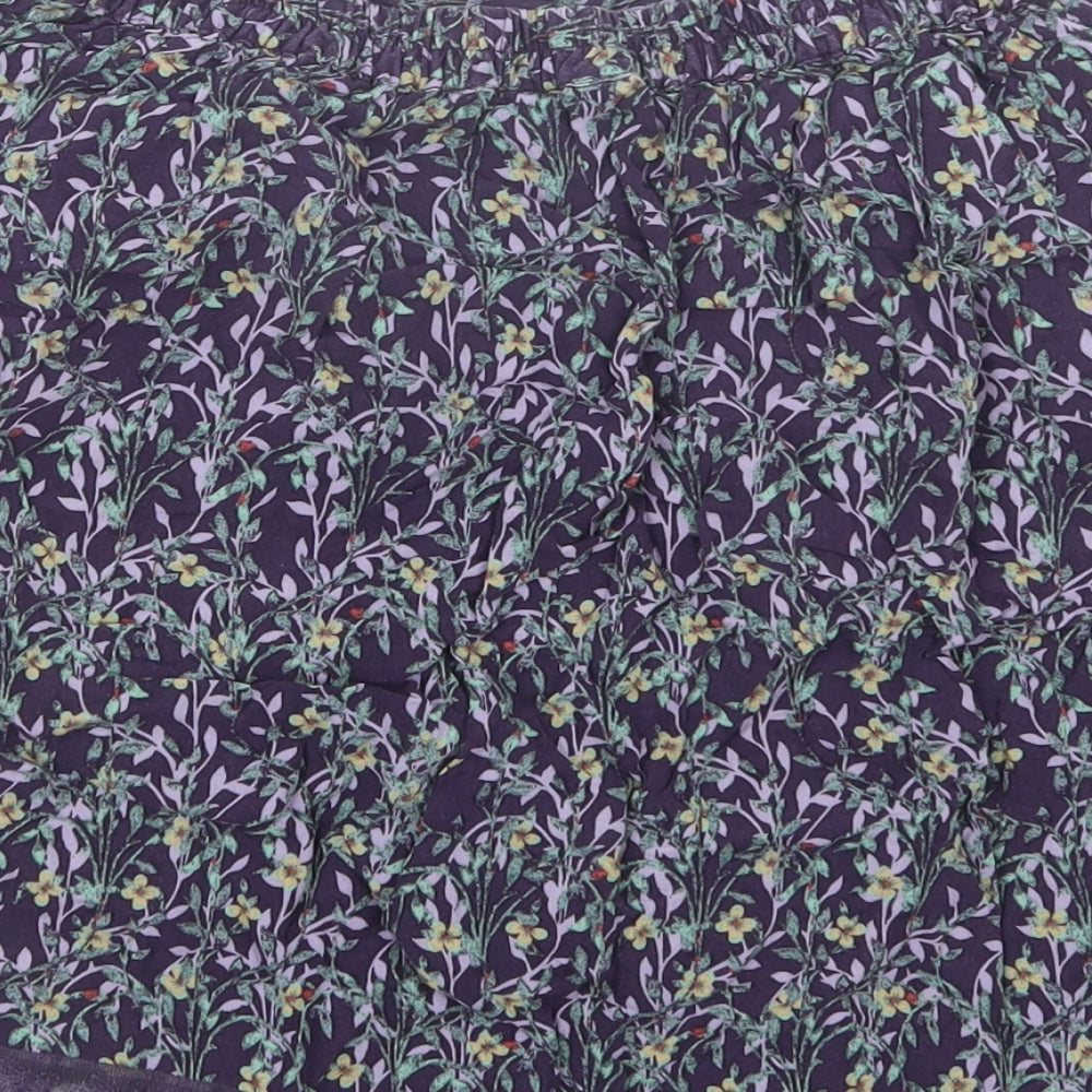 Marks and Spencer Womens Purple Floral A-Line Skirt Size 8