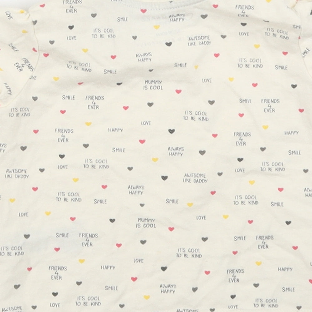 Primark Girls Ivory Polka Dot Basic T-Shirt Size 9-12 Months