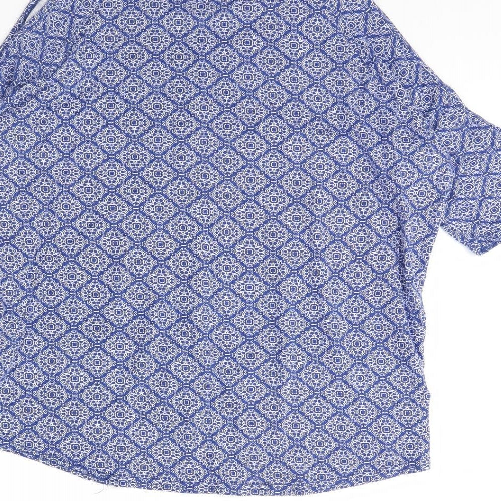New Look Womens Blue Geometric Basic Blouse Size 8