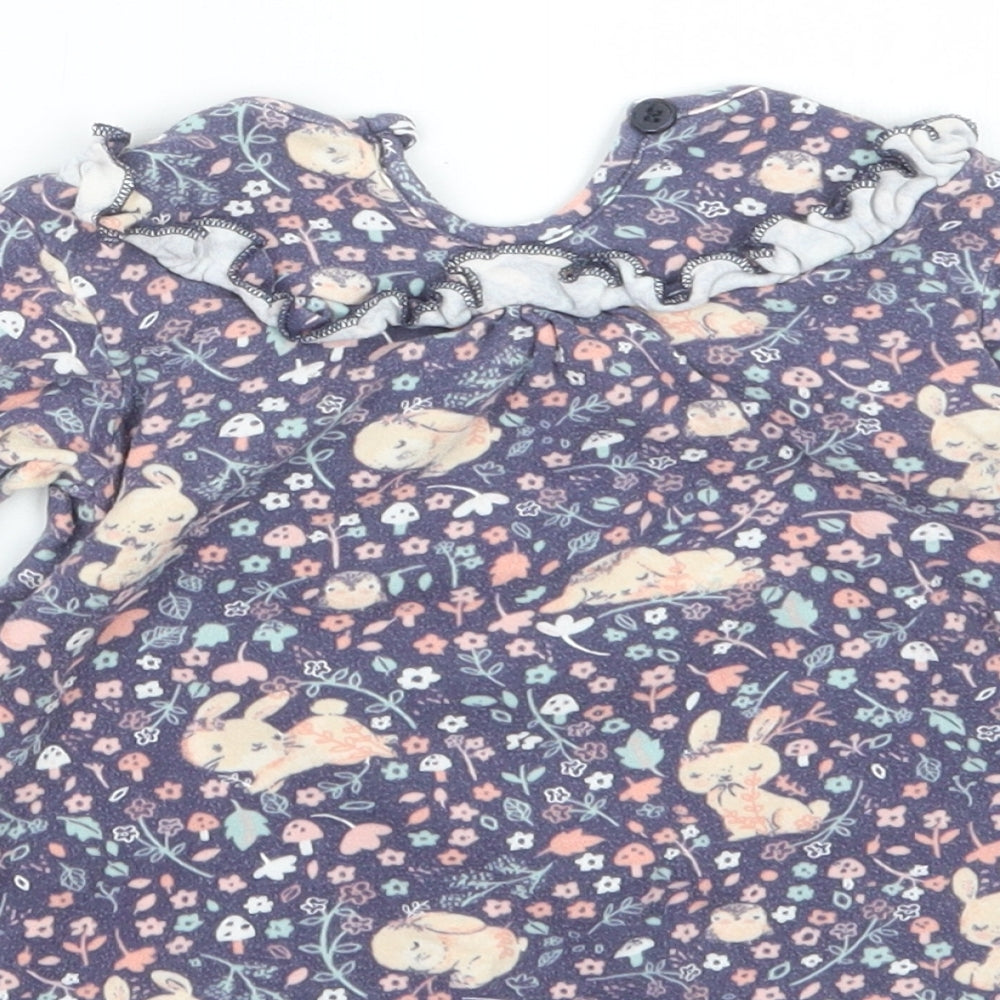 George Girls Blue Geometric Basic Blouse Size 6-9 Months