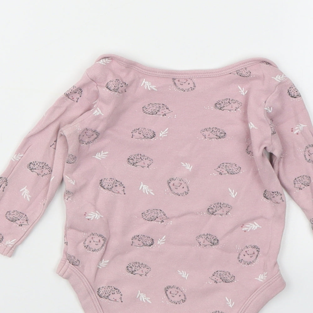 JHON LEWIS Girls Pink Animal Print Babygrow One-Piece Size 3-6 Months