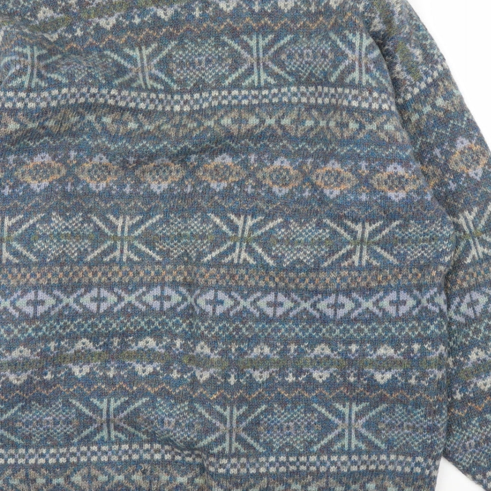 Pitlochry Mens Blue Fair Isle Pullover Jumper Size L