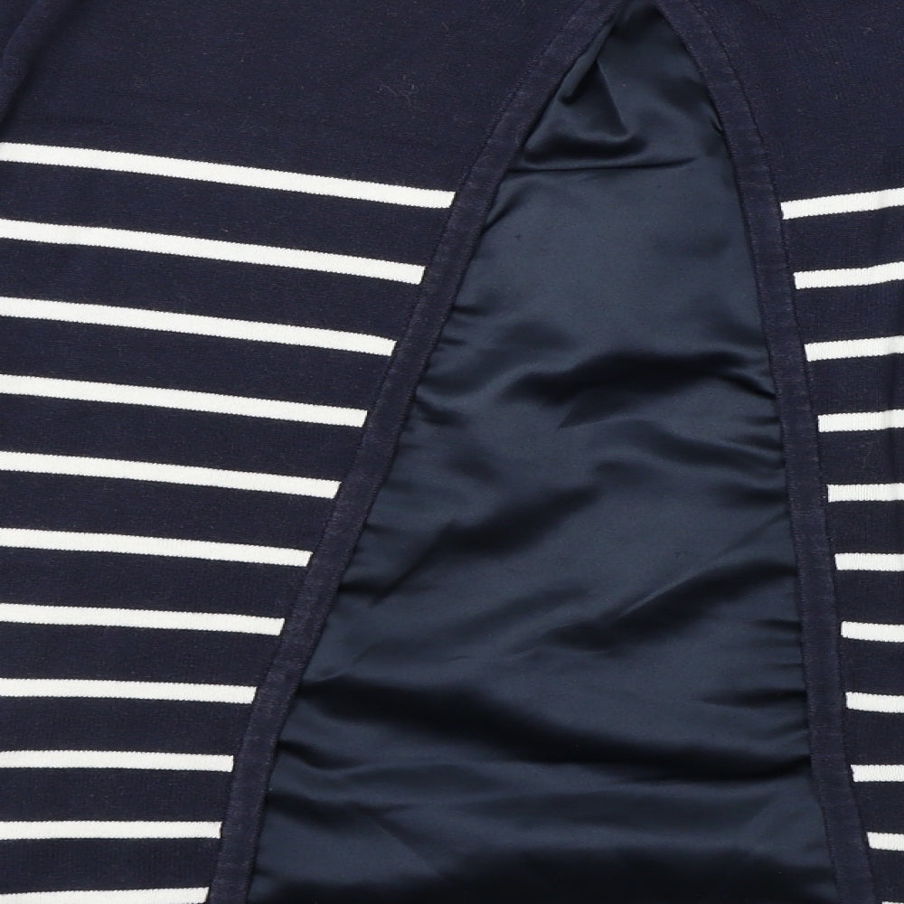 Wallis Womens Blue Striped Basic T-Shirt Size M
