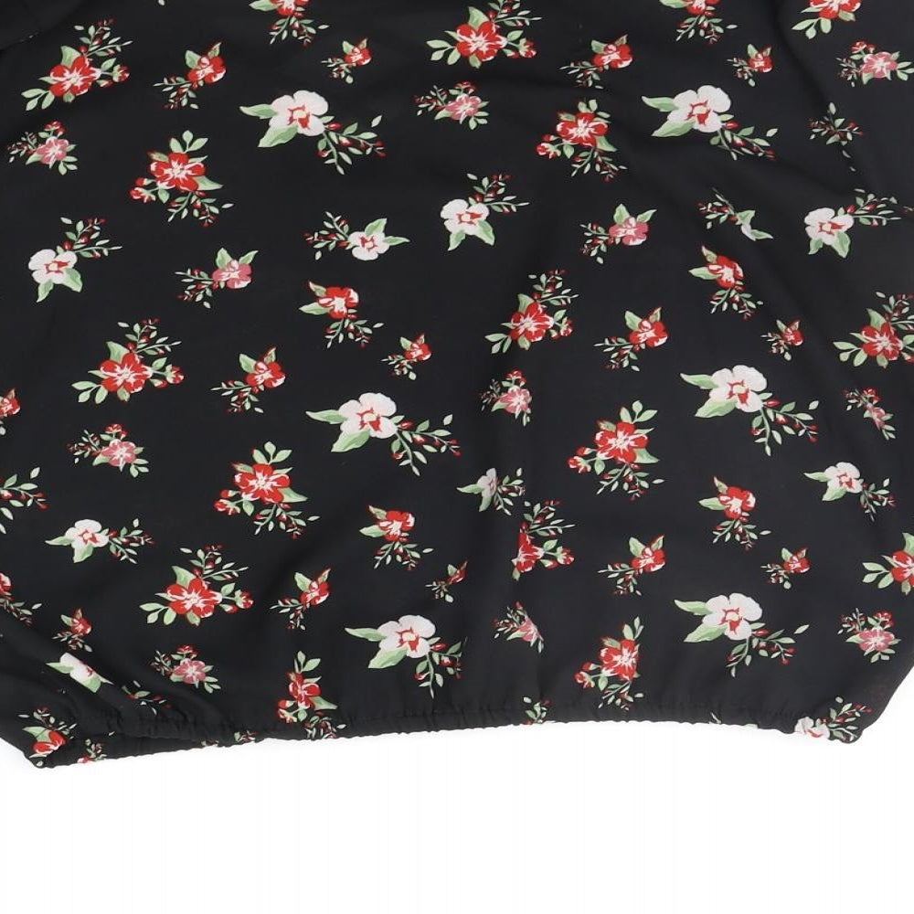 New Look Girls Black Floral Basic Blouse Size 14 Years