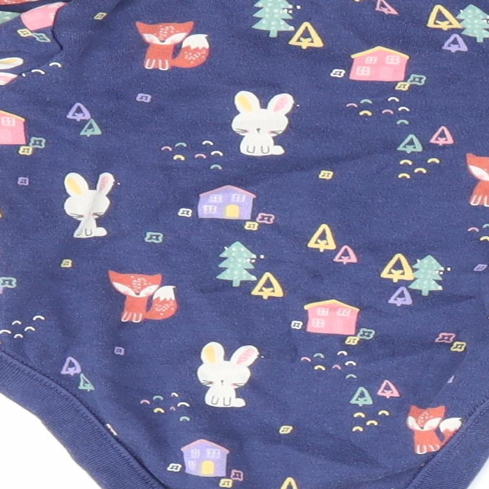 Florence and Fred Girls Blue Animal Print Romper One-Piece Size 0-3 Months - Rabbit Print