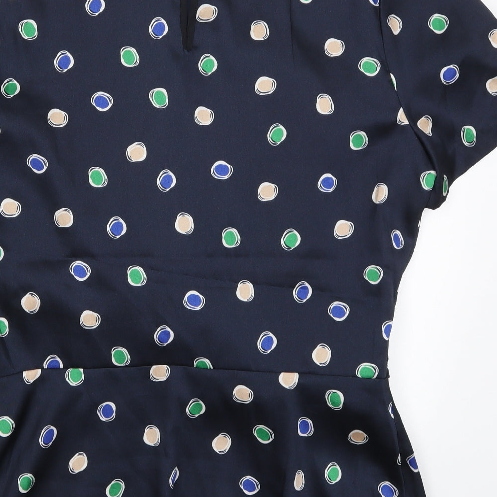 Clements Ribeiro Womens Blue Polka Dot Basic Blouse Size 14