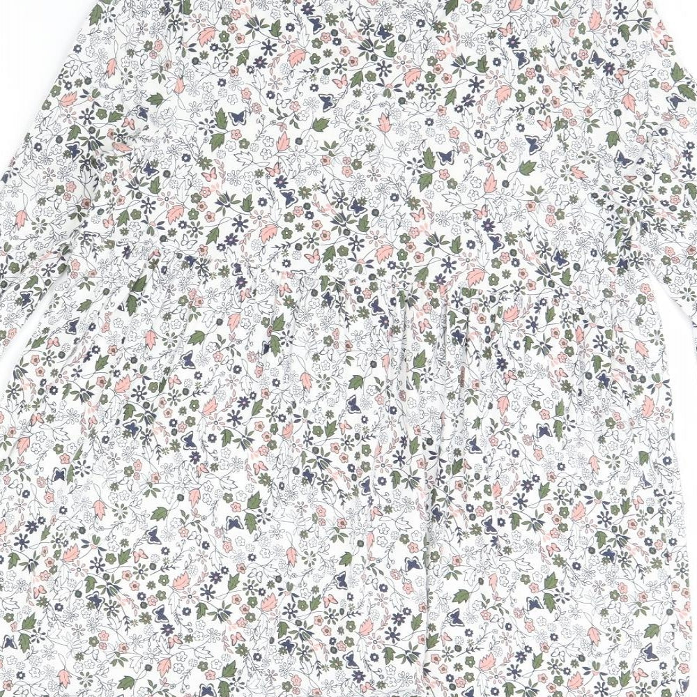 TU Womens White Floral Basic Blouse Size 8