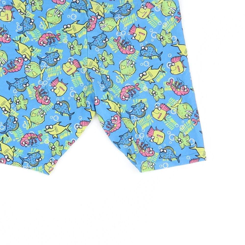 Zoggs Boys Blue Animal Print Bermuda Shorts Size 6 Years - fish