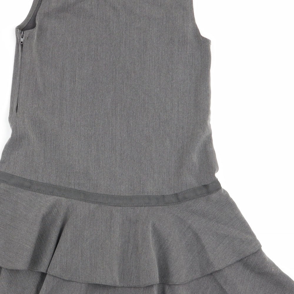 Asda George Girls Grey Pinafore/Dungaree Dress Size 6-7 Years - school dress