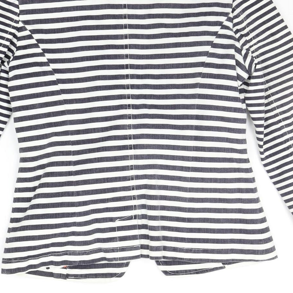 NEXT Womens White Striped Jacket Suit Jacket Size 8