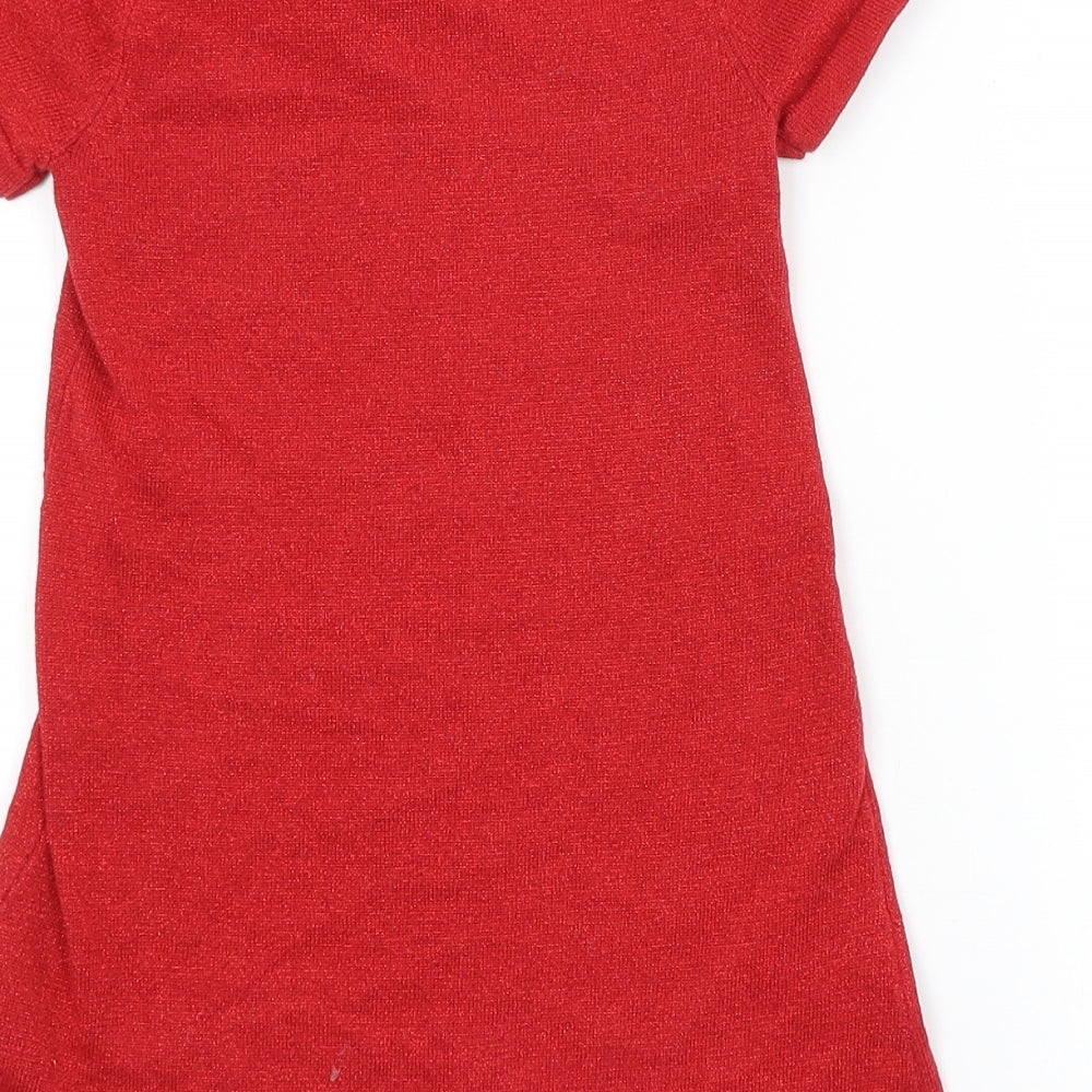 H&M Girls Red Jumper Dress Size 5-6 Years