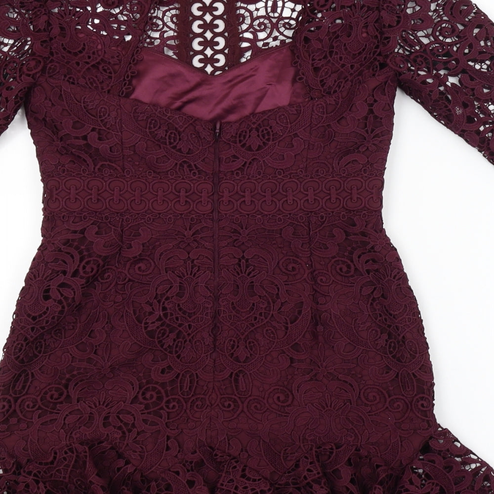 Preworn Womens Purple Floral Pencil Dress