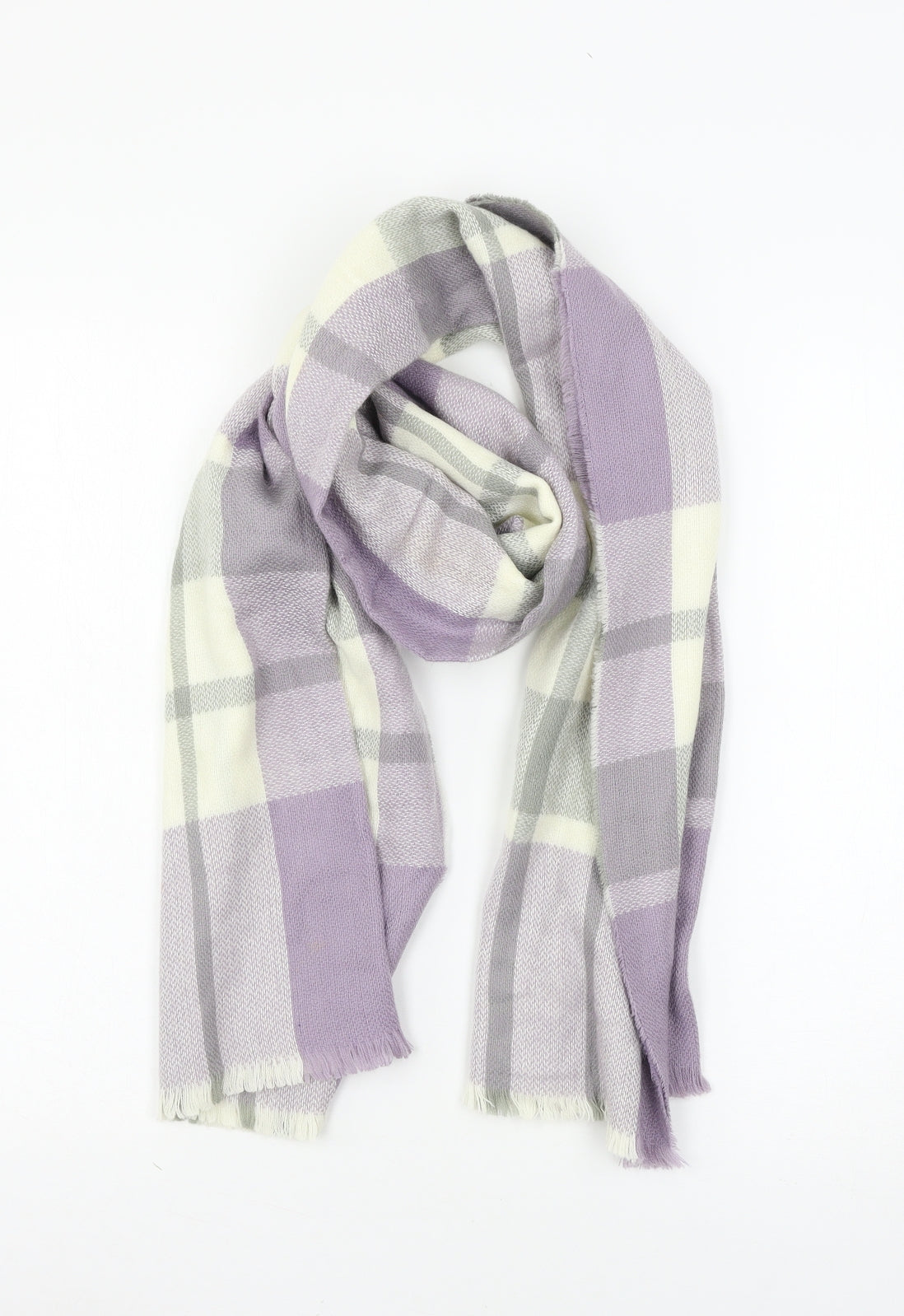 Preworn Womens Purple Plaid Knit Scarf