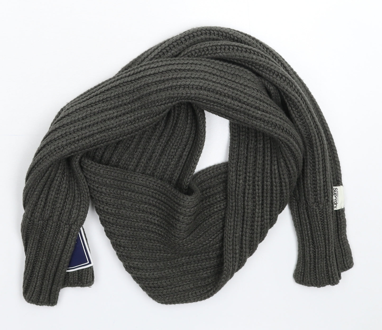 Superdry Mens Grey Knit Scarf One Size