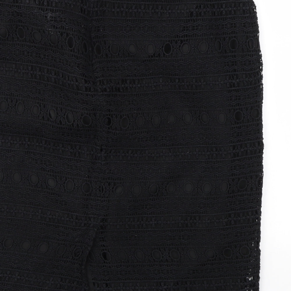FOREVER 21 Womens Black Houndstooth A-Line Skirt Size M - stretch waistband