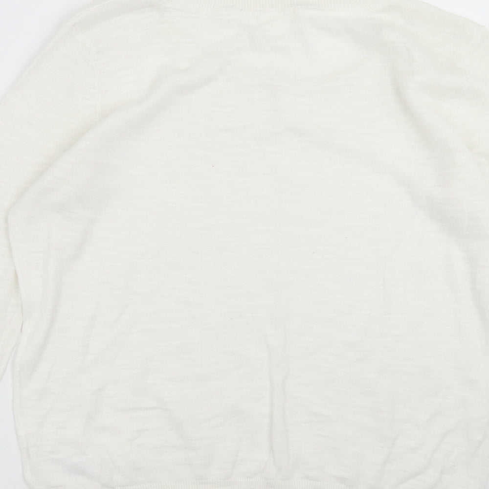 H&M Womens White Knit Pullover Jumper Size M