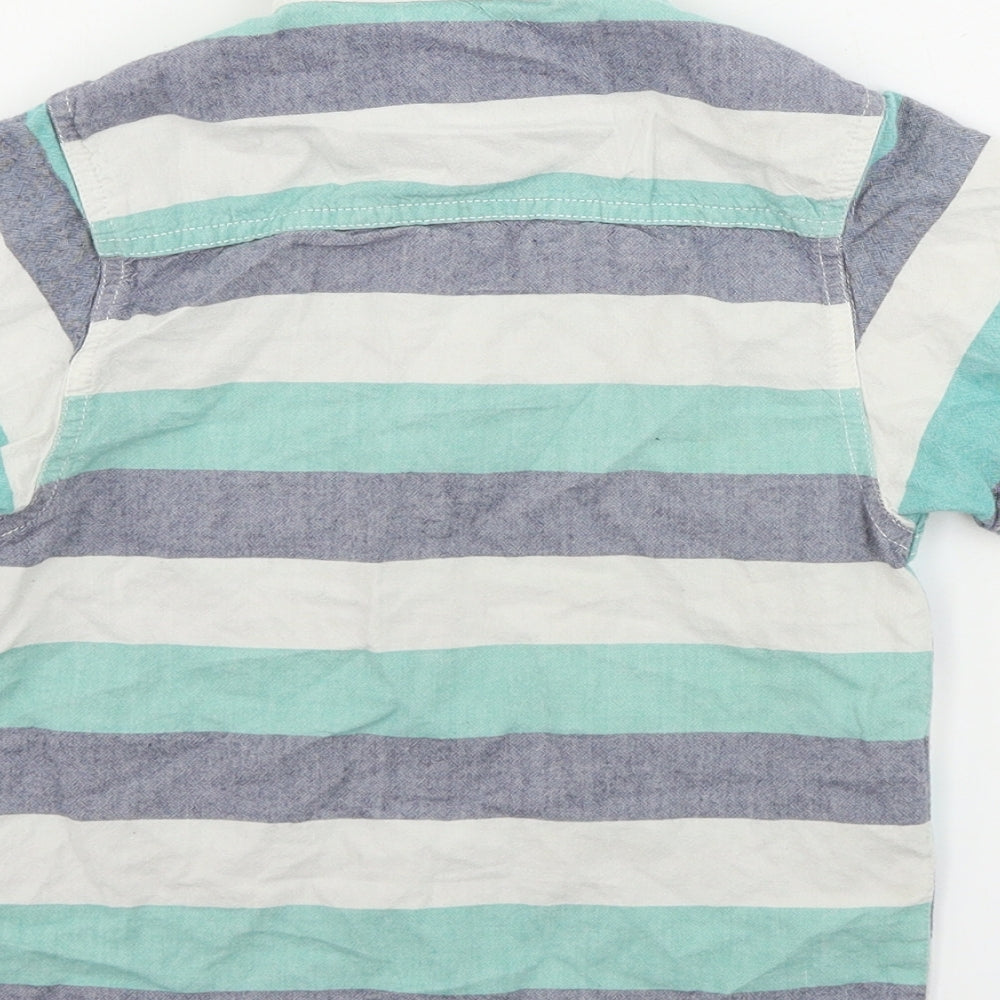 Rebel Boys Green Striped Basic Button-Up Size 7-8 Years