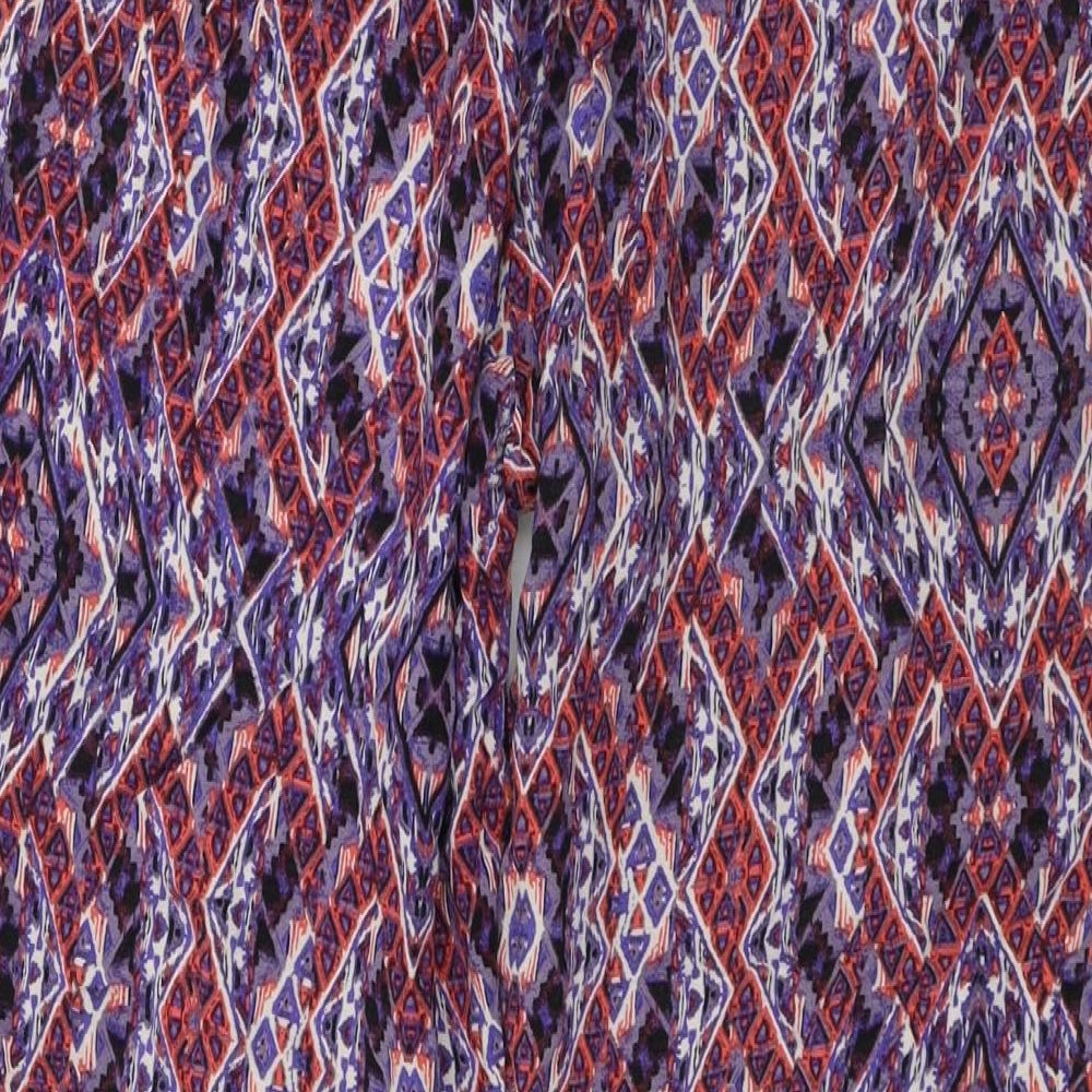 New Look Womens Purple Geometric Trousers Size 12 L24 in