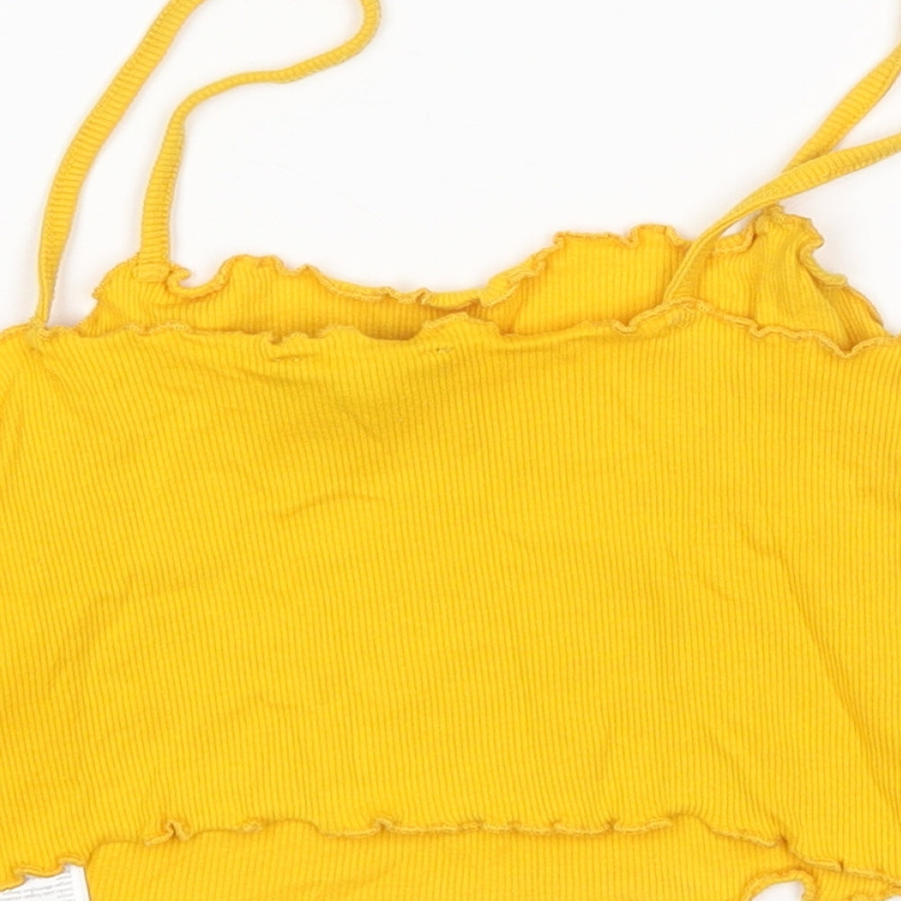 Topshop Womens Yellow Cropped Tank Size 8