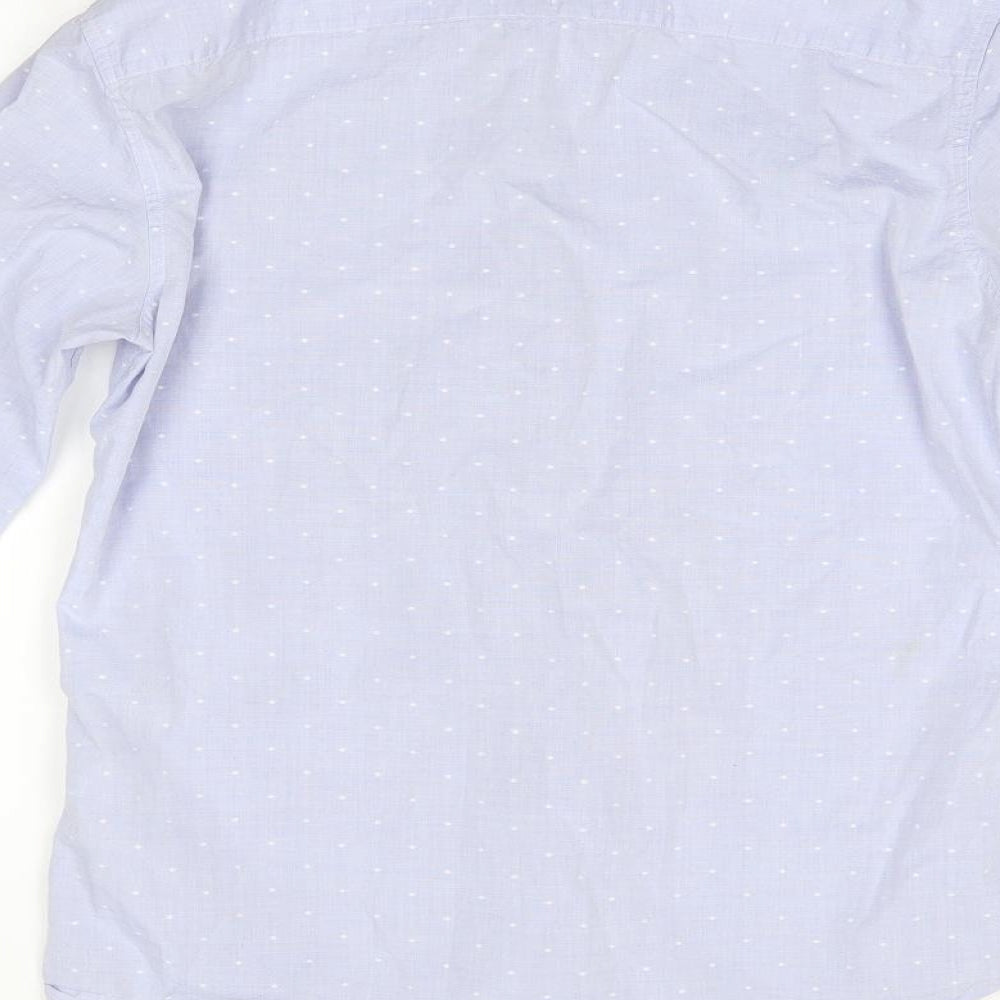 benetton Mens Blue Polka Dot Button-Up One Size
