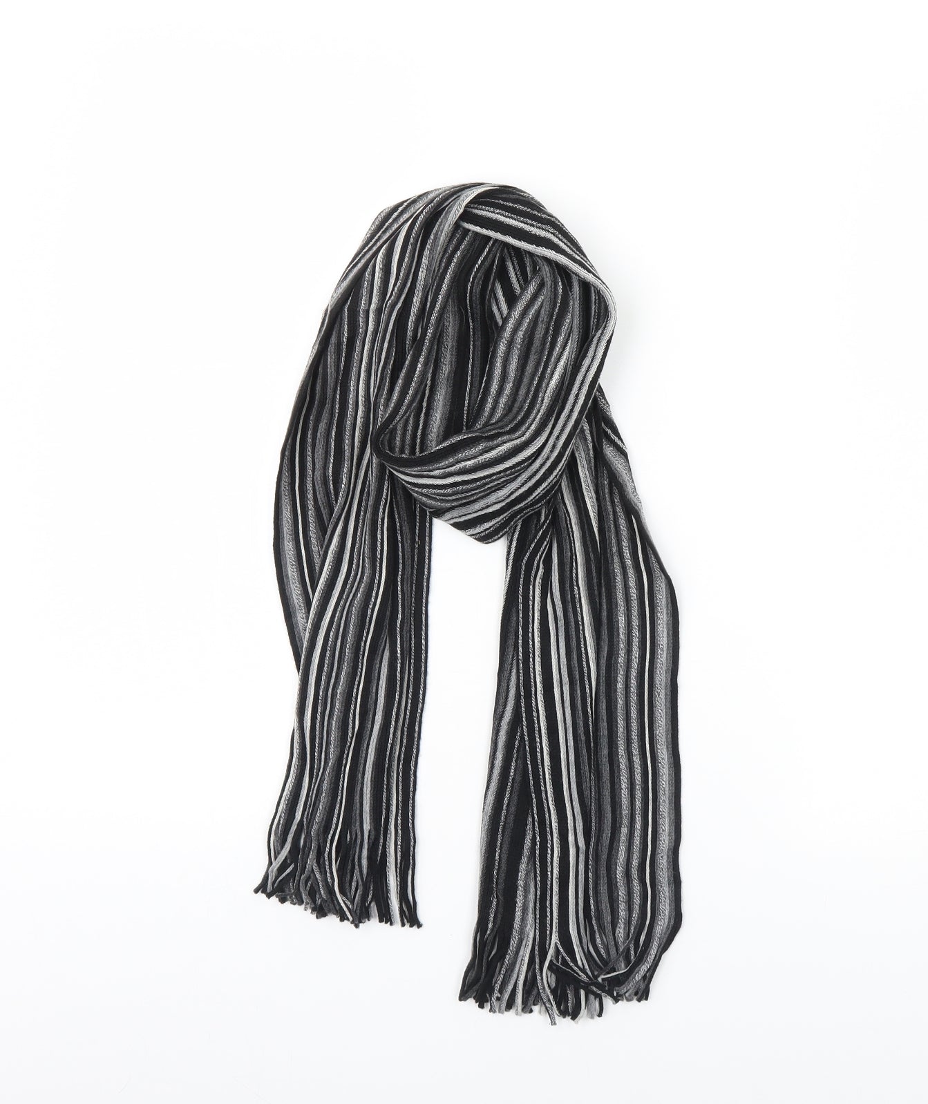 Preworn Mens Black Striped Scarf One Size