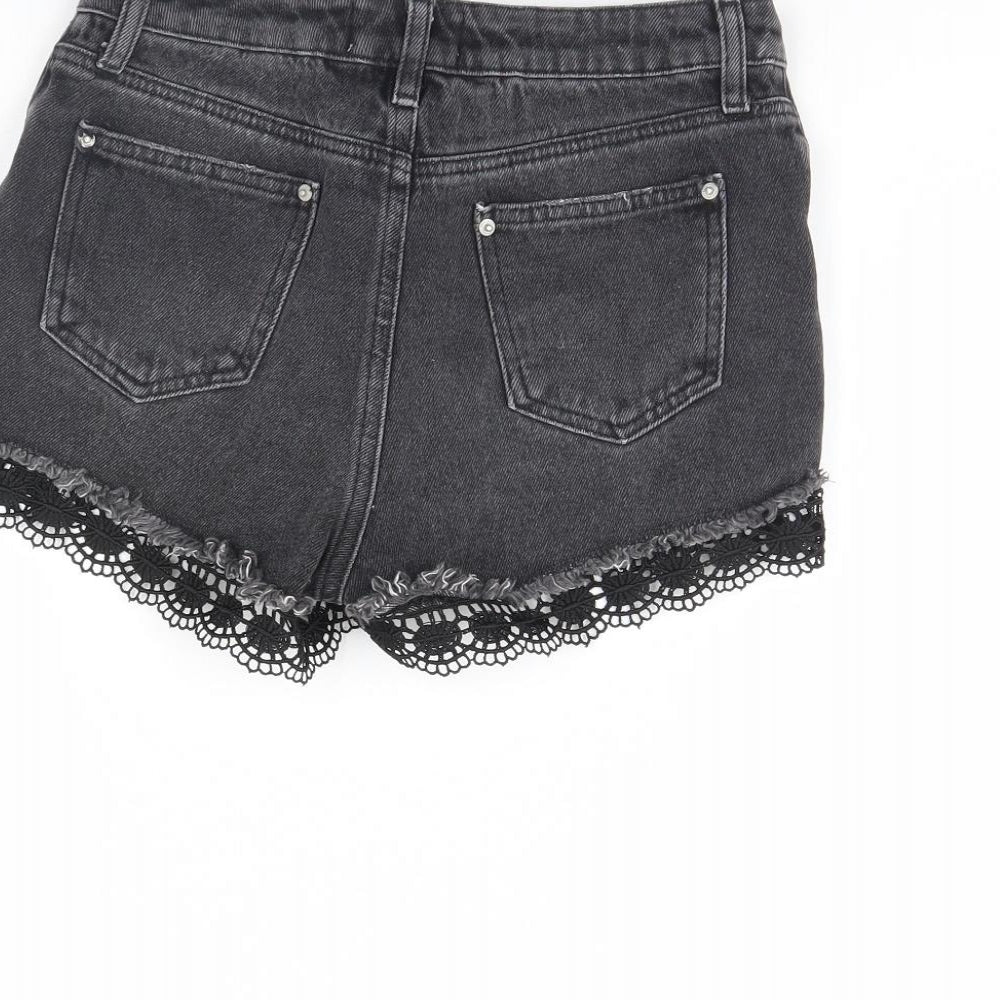 Miss Selfridge Womens Black Denim Cut-Off Shorts Size 8