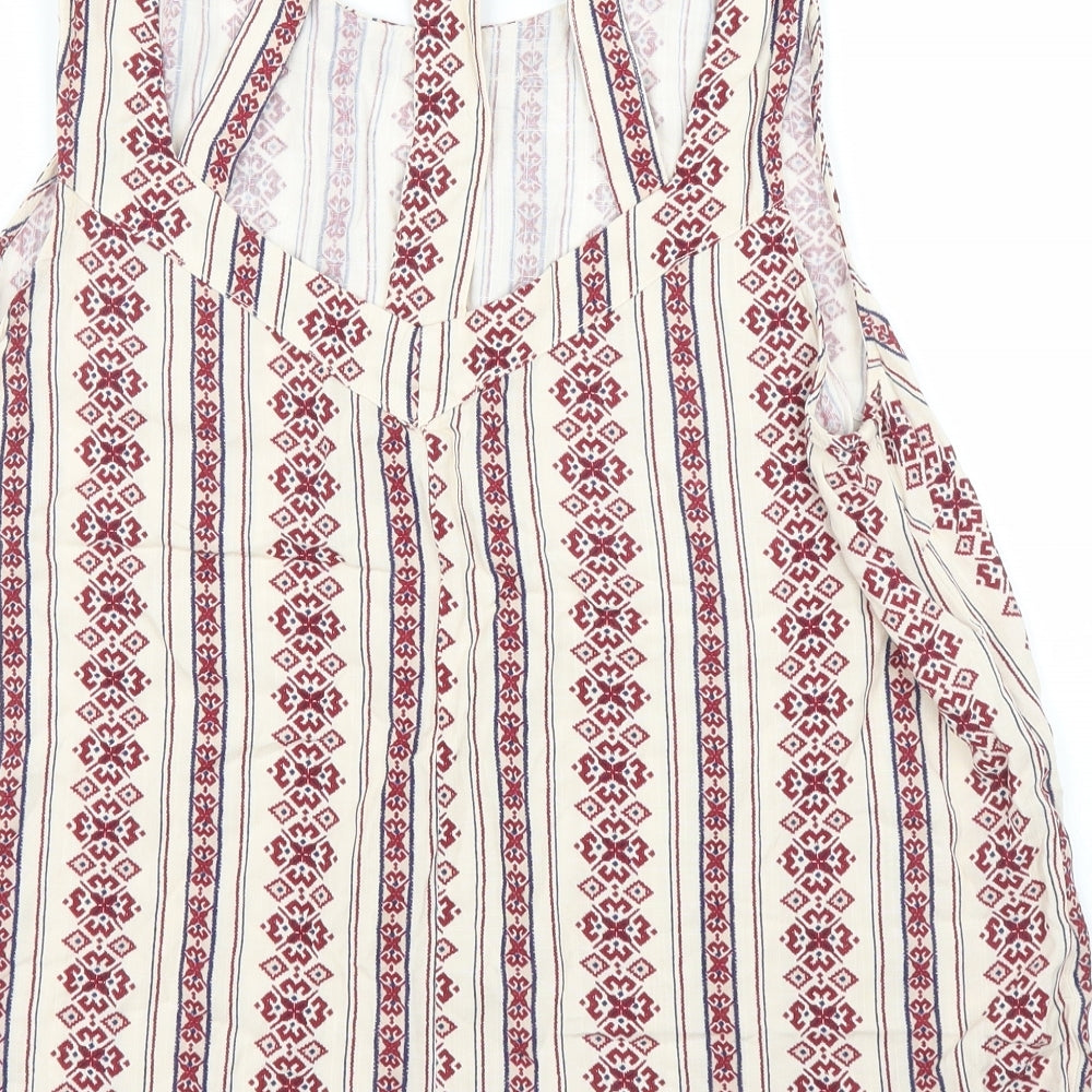 New Look Womens Beige Striped Basic Blouse Size 14