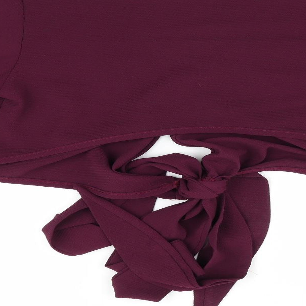 Stylewise Womens Purple Jacket Size 6 - Wide Sleeves Tie Front Shrug