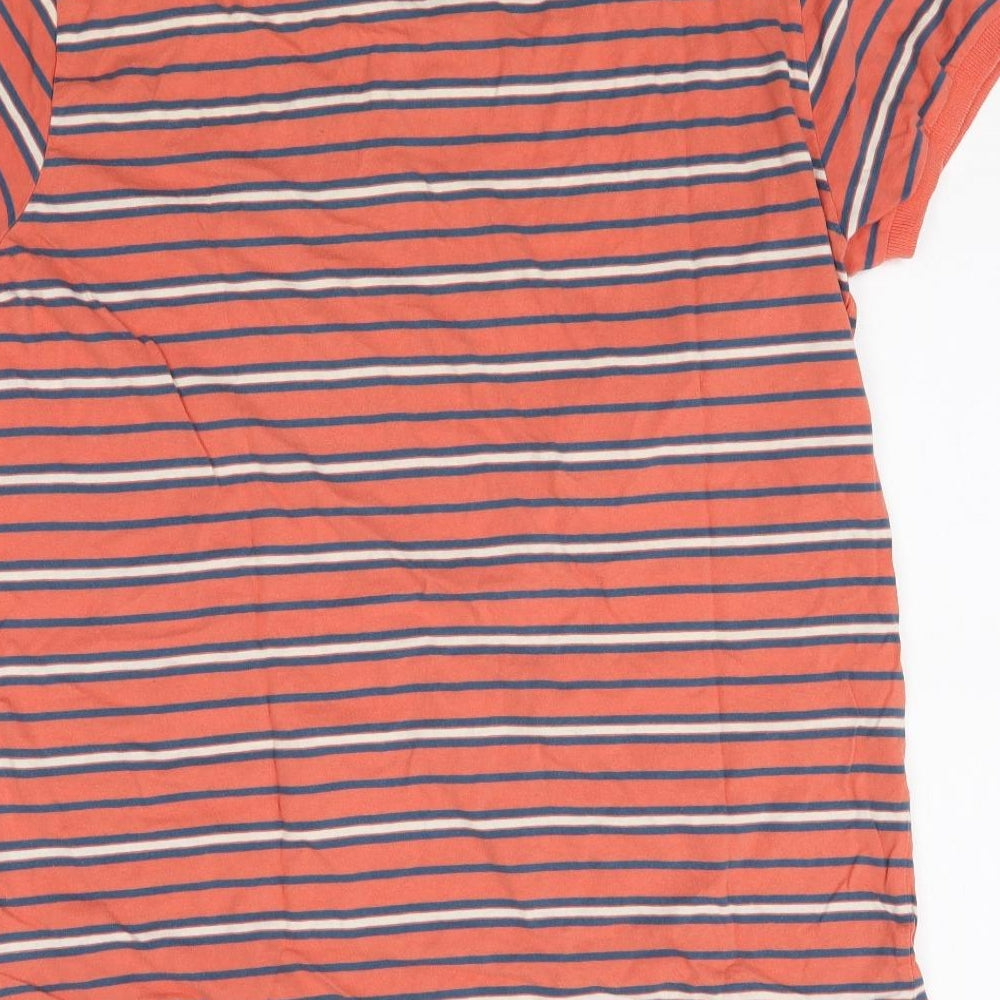 Cedar Wood State Mens Orange Striped Polo Size L