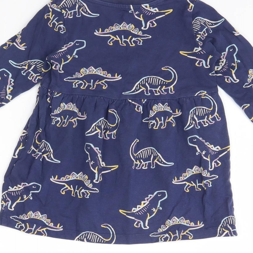 M&S Girls Blue Animal Print Fit & Flare Size 18 Months - Dinosaur