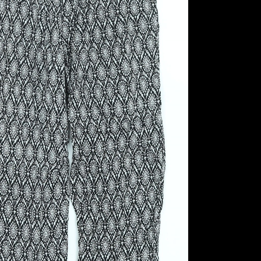 New Look Womens Black Paisley Cropped Trousers Size 8 L20 in