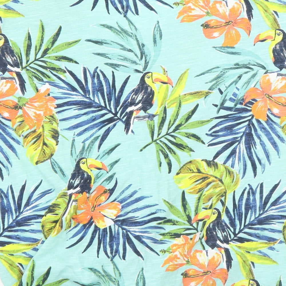 Julipa Womens Blue Floral Basic Blouse Size 14