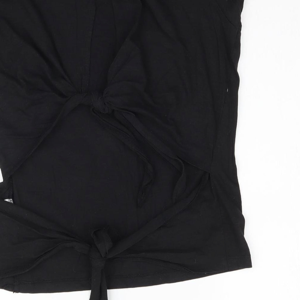 Brave Soul Womens Black Basic T-Shirt Size XS - Tie back