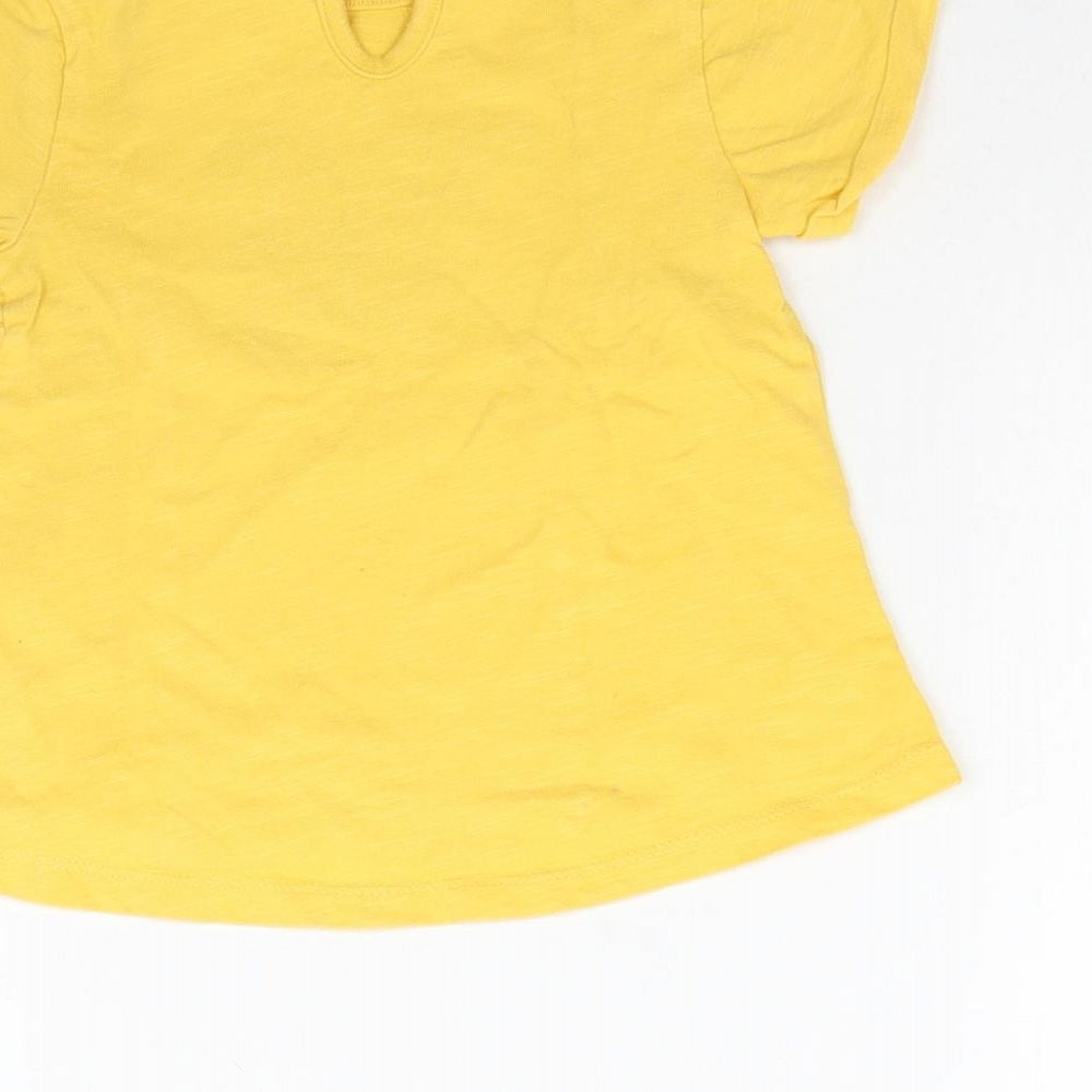 M&Co Girls Yellow Basic T-Shirt Size 12-18 Months - Butterfly