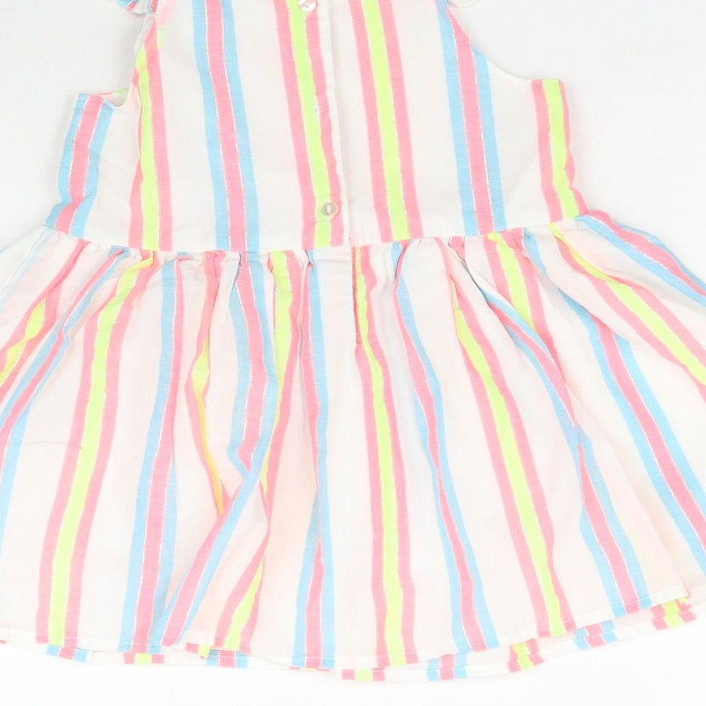 Dunnes Stores Girls White Striped Fit & Flare Size 18-24 Months