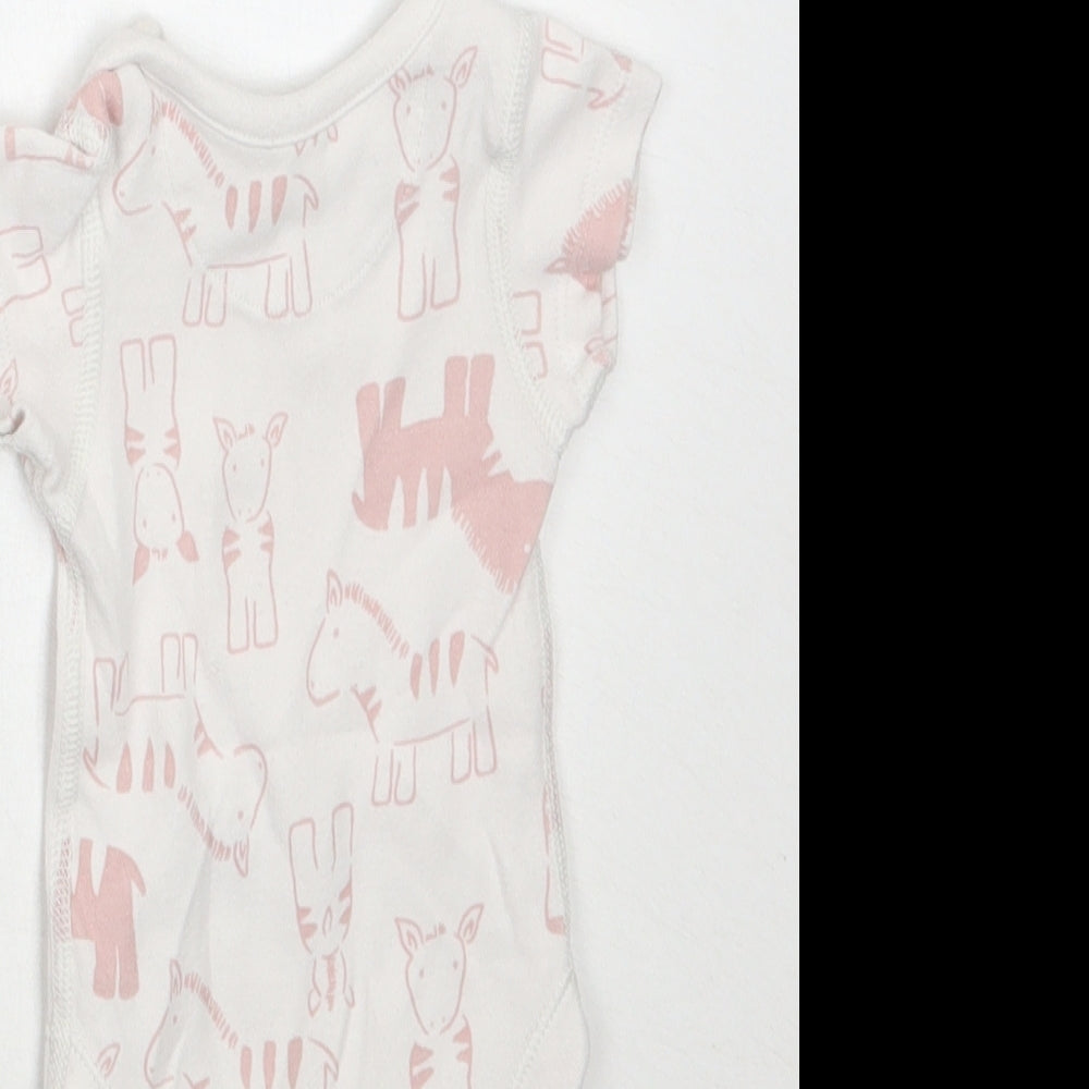 Marks and Spencer Girls White Animal Print Babygrow One-Piece Size Newborn