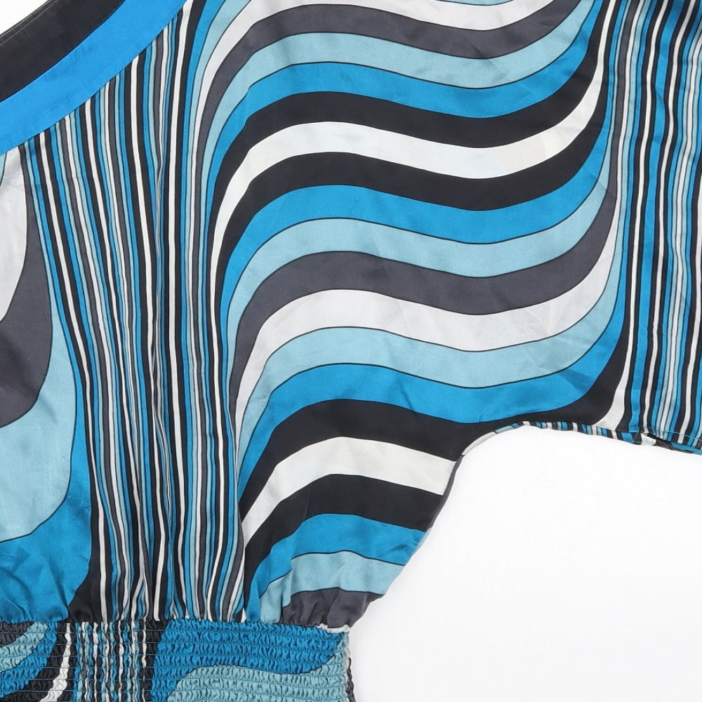 2Bebe Womens Blue Striped Basic Blouse Size M